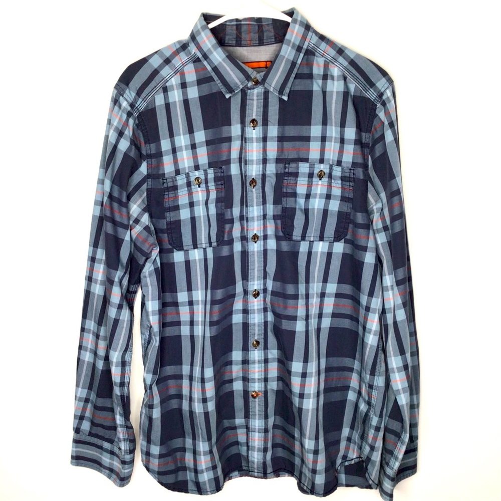 The North Face Blue Plaid Button Up Shirt Size Large